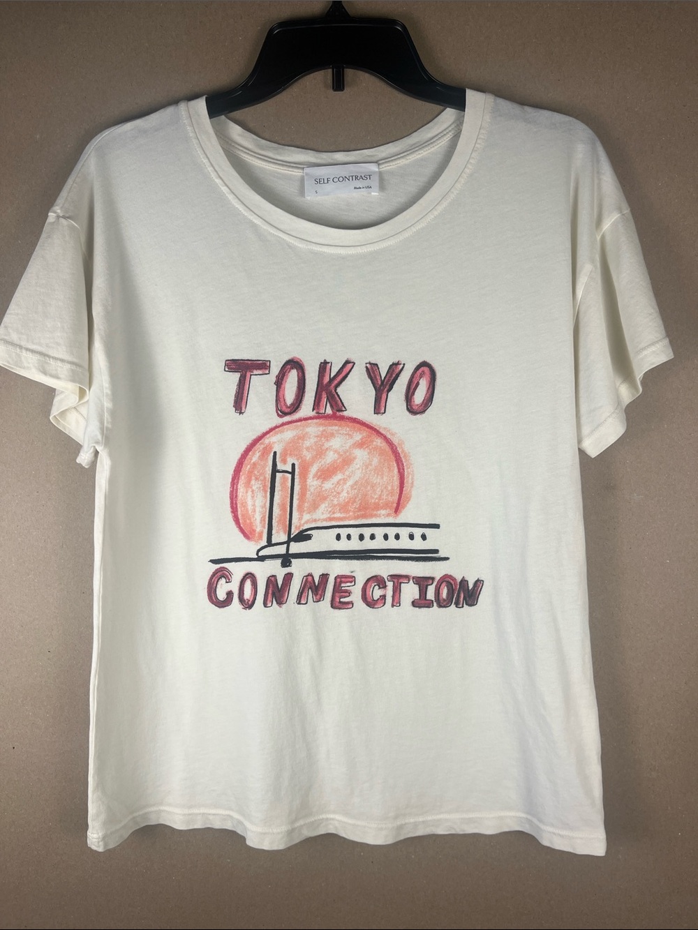 Self Contrast Anthropologie Tokyo Connection Graphic Tee NWOT Cream S USA Made